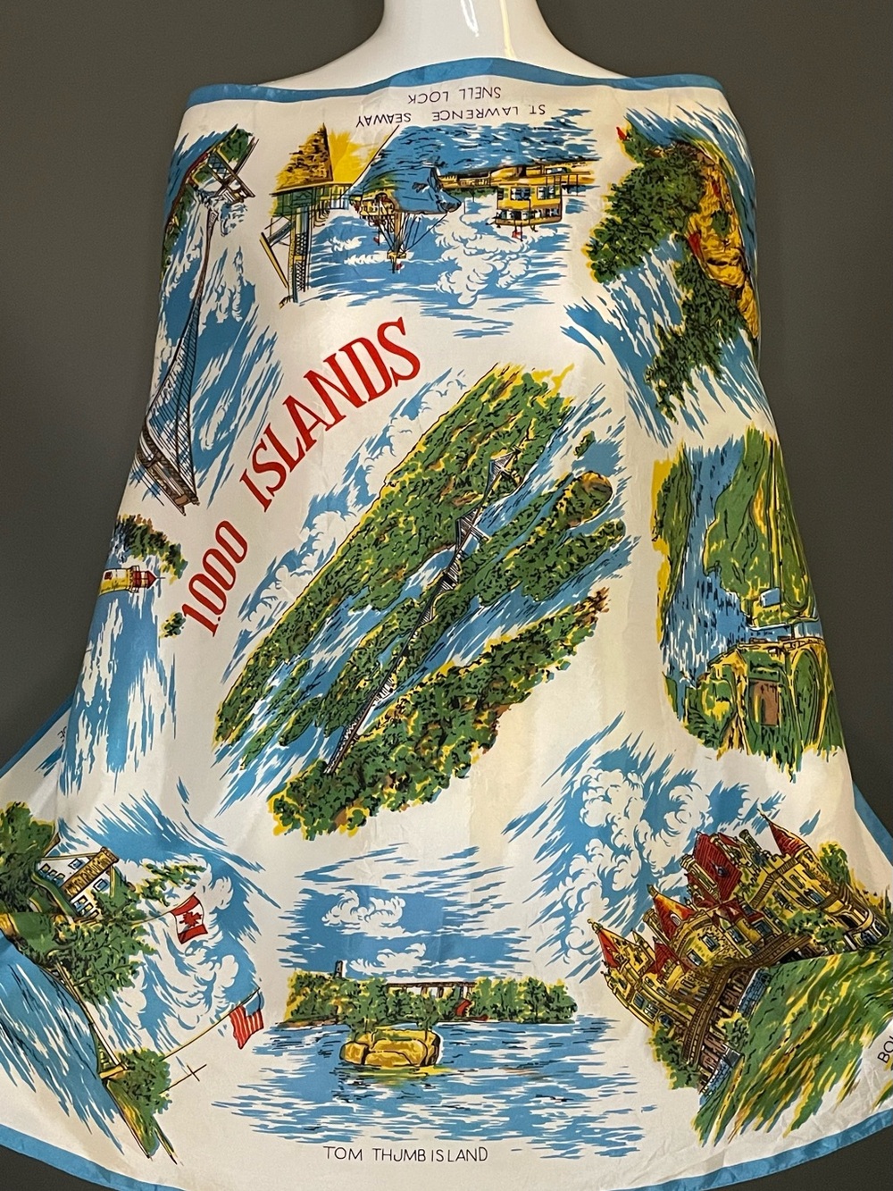 Rare Vintage 50s Thousand Island Souvenir Scarf 28 In Excellent Condition
